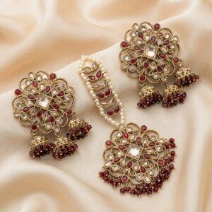 Traditional Maang Tikka and Earrings Set